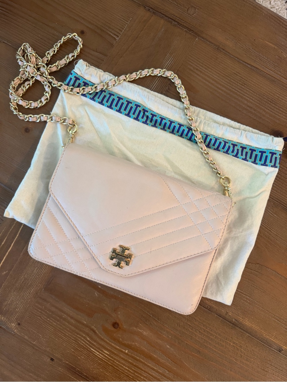 Tory Burch Blush Quilted Leather Chain Crossbody